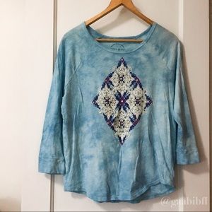 Lucky Brand Tie Dye Embellished Top Size M